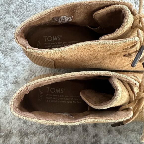 Toms Corduroy Brown Wedge Booties - Picture 5 of 9